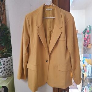 🆕️Cherry Cloth Mustard Yellow Blazer Medium Weight Business Blazer Suit
